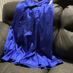Women's Satin Full-Length Blue Skirt